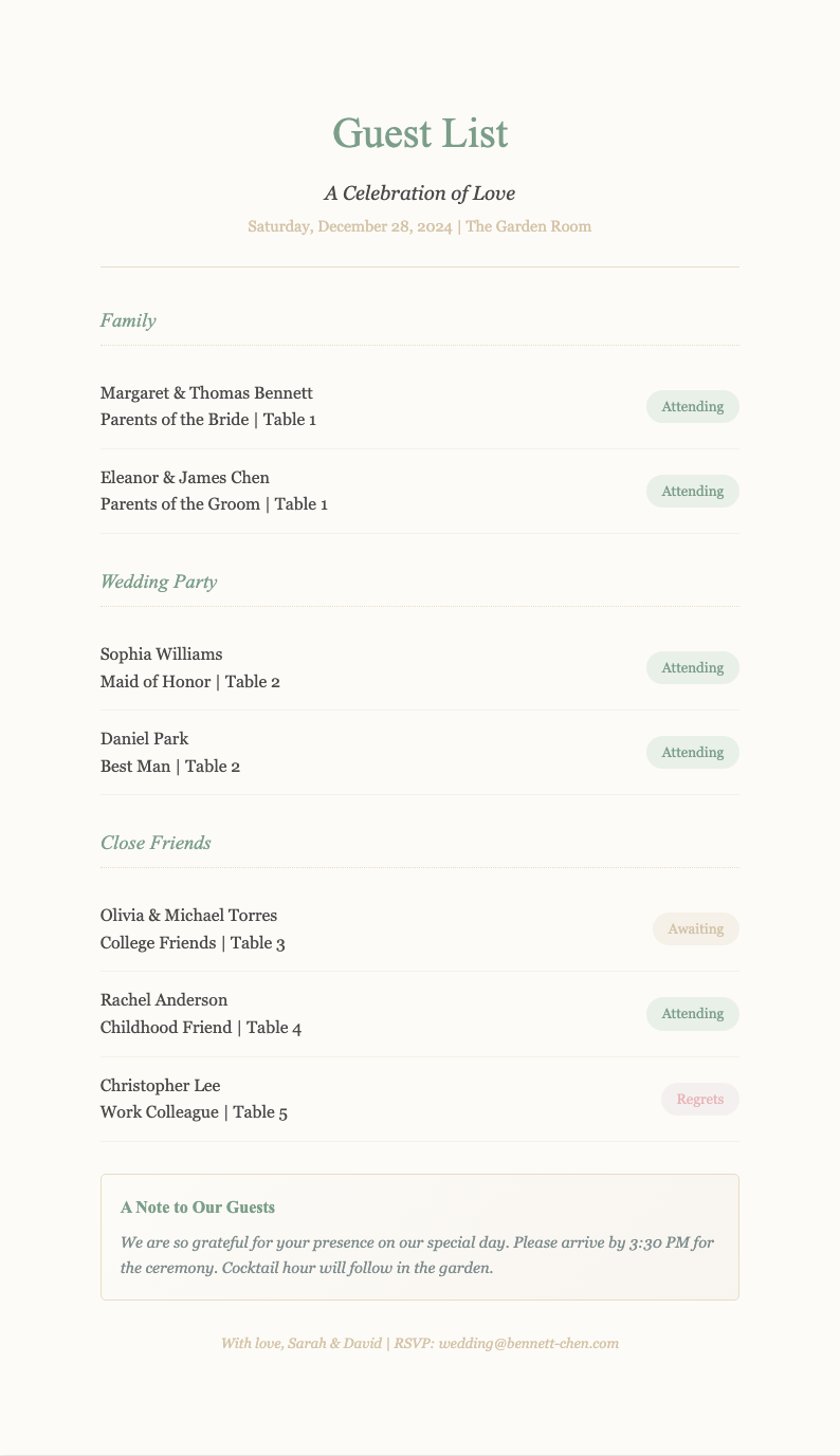 Watercolor soft guest list